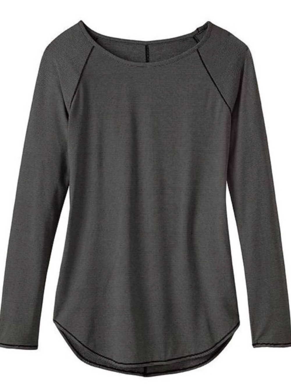 Athleta Shanti Micro Stripe Long Sleeve Top Black Size L